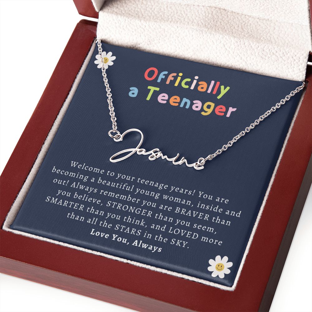 Officially a Teenager Personalized 13th Birthday Name Necklace