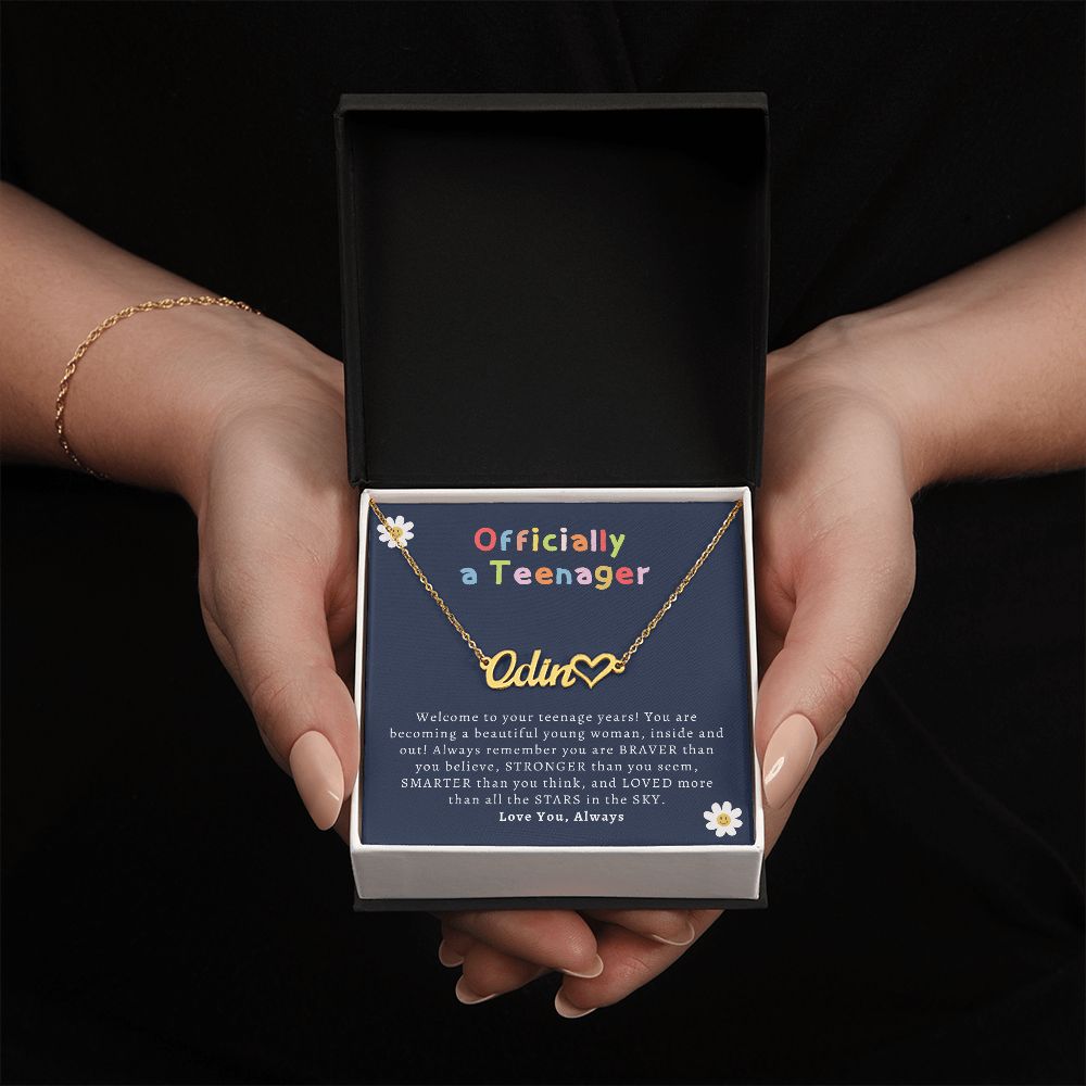 13th Birthday Gift | Officially a Teenager Personalized Name Necklace