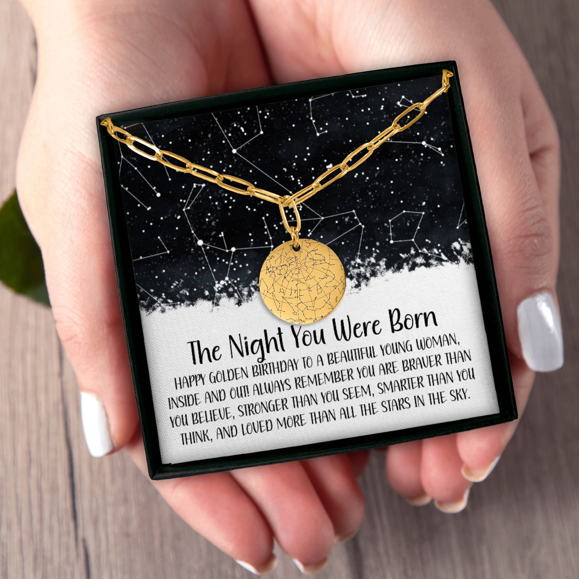 Golden Birthday Custom Star Map By Date Necklace Ideas For Golden Birthday Gifts Golden Birthday Gift Paperclip Necklace With Card Milestone