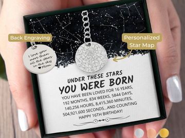 16th Birthday Gift Custom Star Map By Date Keychain