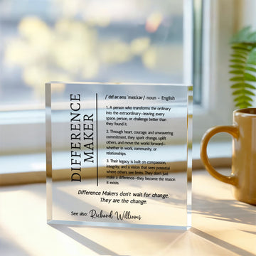Personalized Difference Maker Acrylic Plaque, Thank You Gift, Employee Gift for Teacher,Appreciation Gift, Coworker Gifts, Leaving Gift