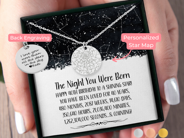 40th Birthday Star Map Custom Star Map by Date Necklace