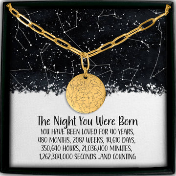 40th Birthday Gift Custom Star Map Necklace Personalized 40th Birthday Gift 40th Birthday Gift For Daughter Gift for Niece Turning 40 BFF