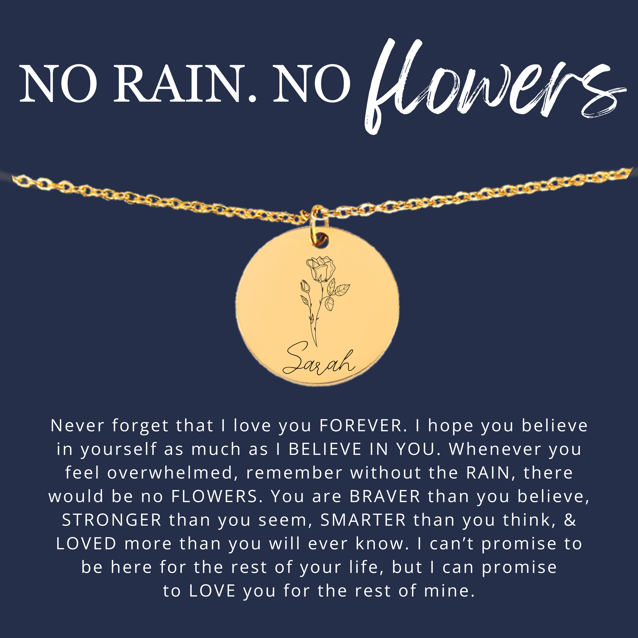 Motivational Name & Birth Flower Necklace