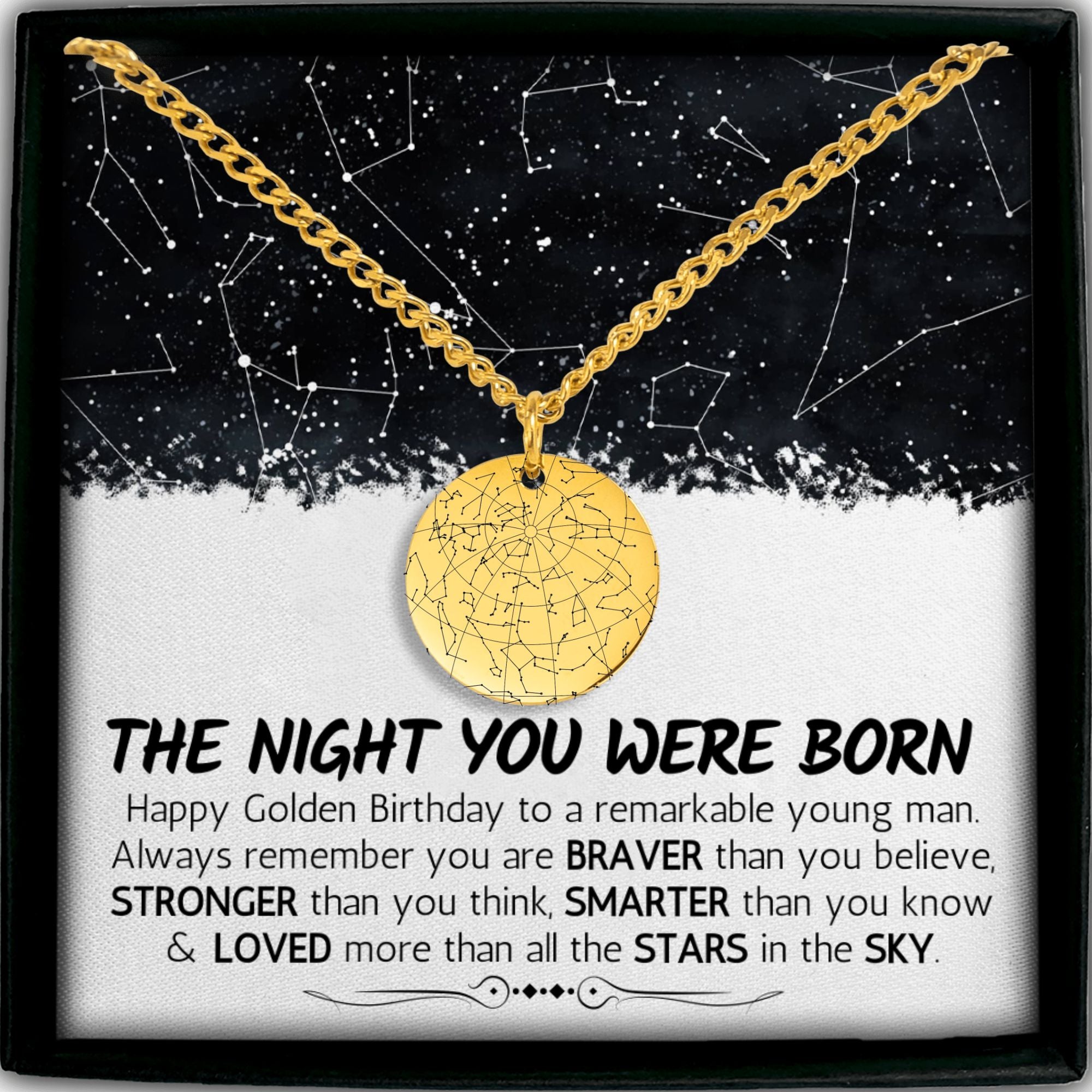 Golden Birthday Custom Star Map By Date Necklace, Ideas For Golden Birthday Gifts Golden Birthday Gift Necklace With Card Personalized Gift