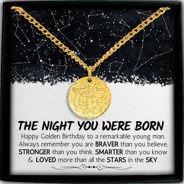 Golden Birthday Custom Star Map By Date Necklace, Ideas For Golden Birthday Gifts Golden Birthday Gift Necklace With Card Personalized Gift