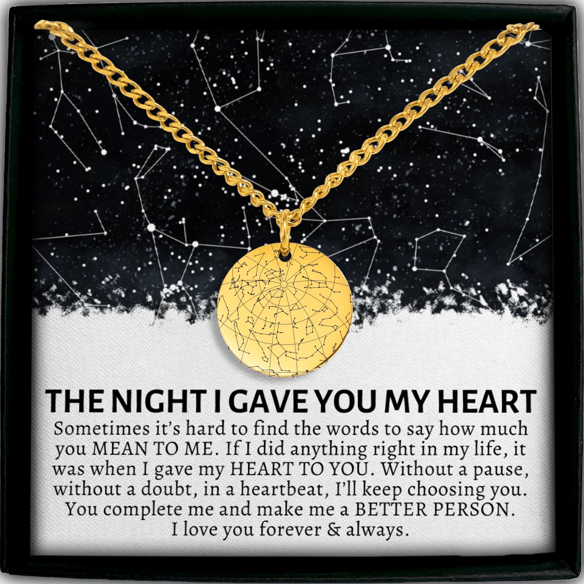 Engraved Custom Necklace for Men Star Map Customized Necklace Romantic Anniversary Gift - Personalized Engraved Necklace Cuban Link Necklace