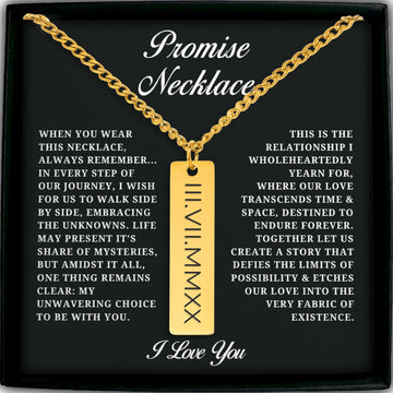 Promise Necklace For Boyfriend Engraved Necklace Anniversary Gift For Him, Long Distance Relationship Gift for Boyfriend Christmas Day Gift