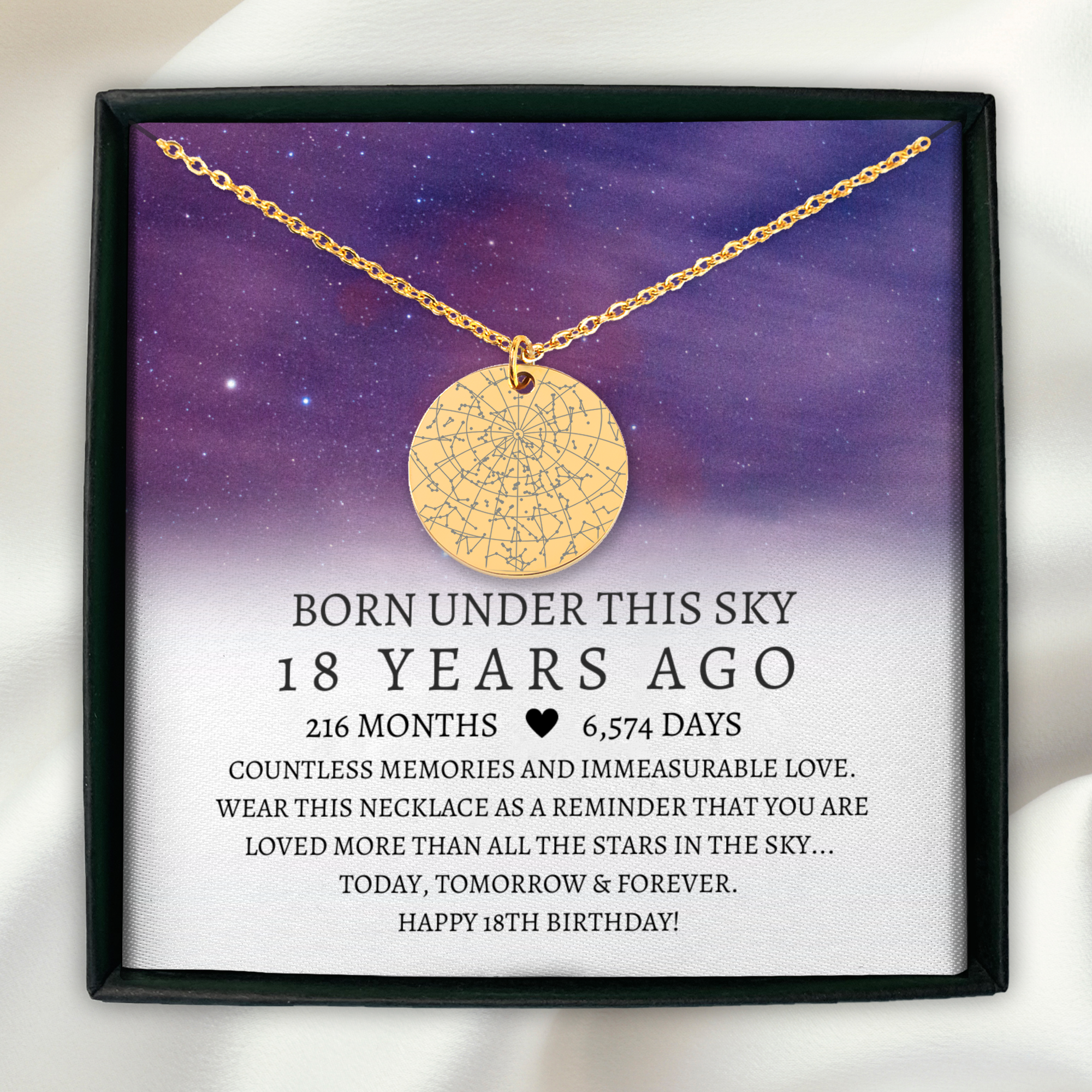 Personalized 18th Birthday Gift for Her | Custom Star Map By Date Necklace