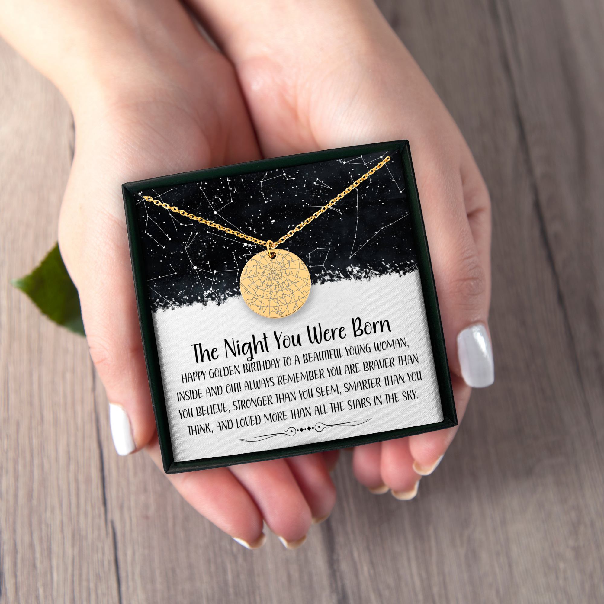 Golden Birthday Gift Custom Star Map By Date Necklace