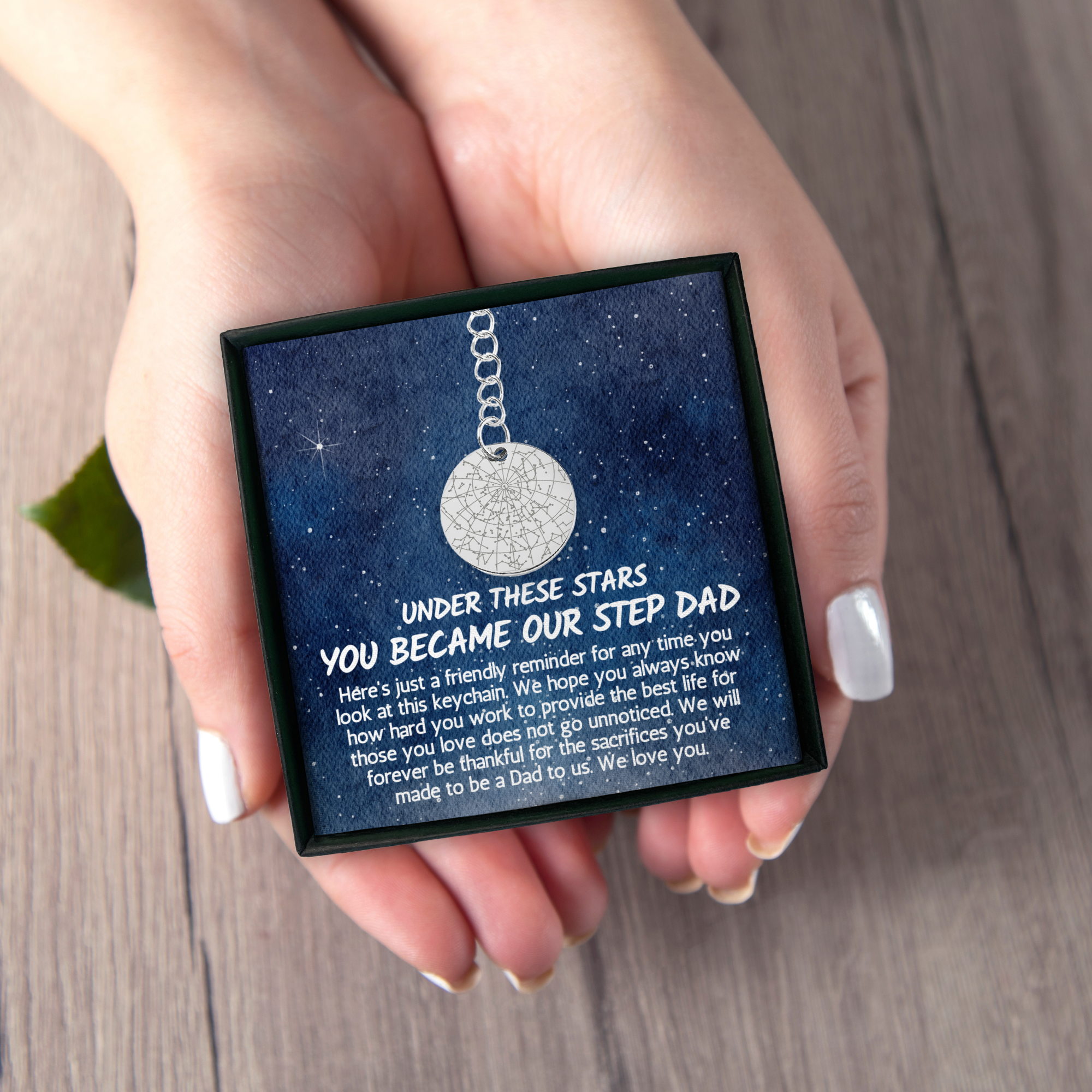 Step Dad Gift Custom Star Map By Date Keychain