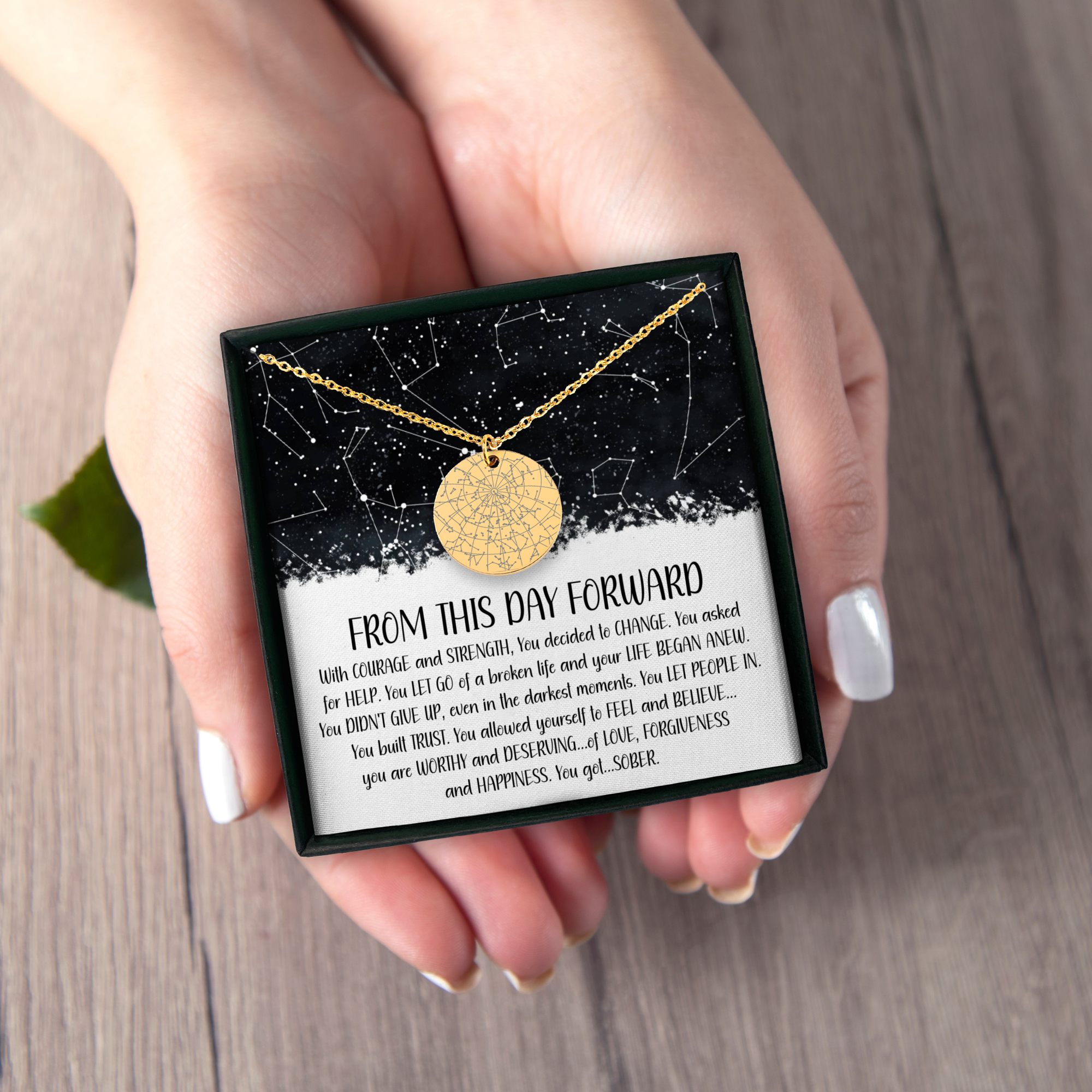 Sobriety Anniversary Custom Star Map By Date Necklace