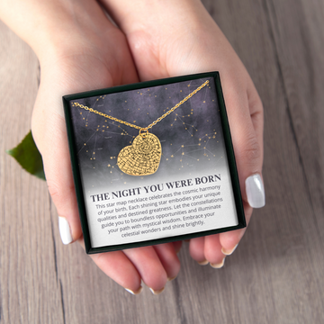 Birthday Star Map By Date Heart Necklace