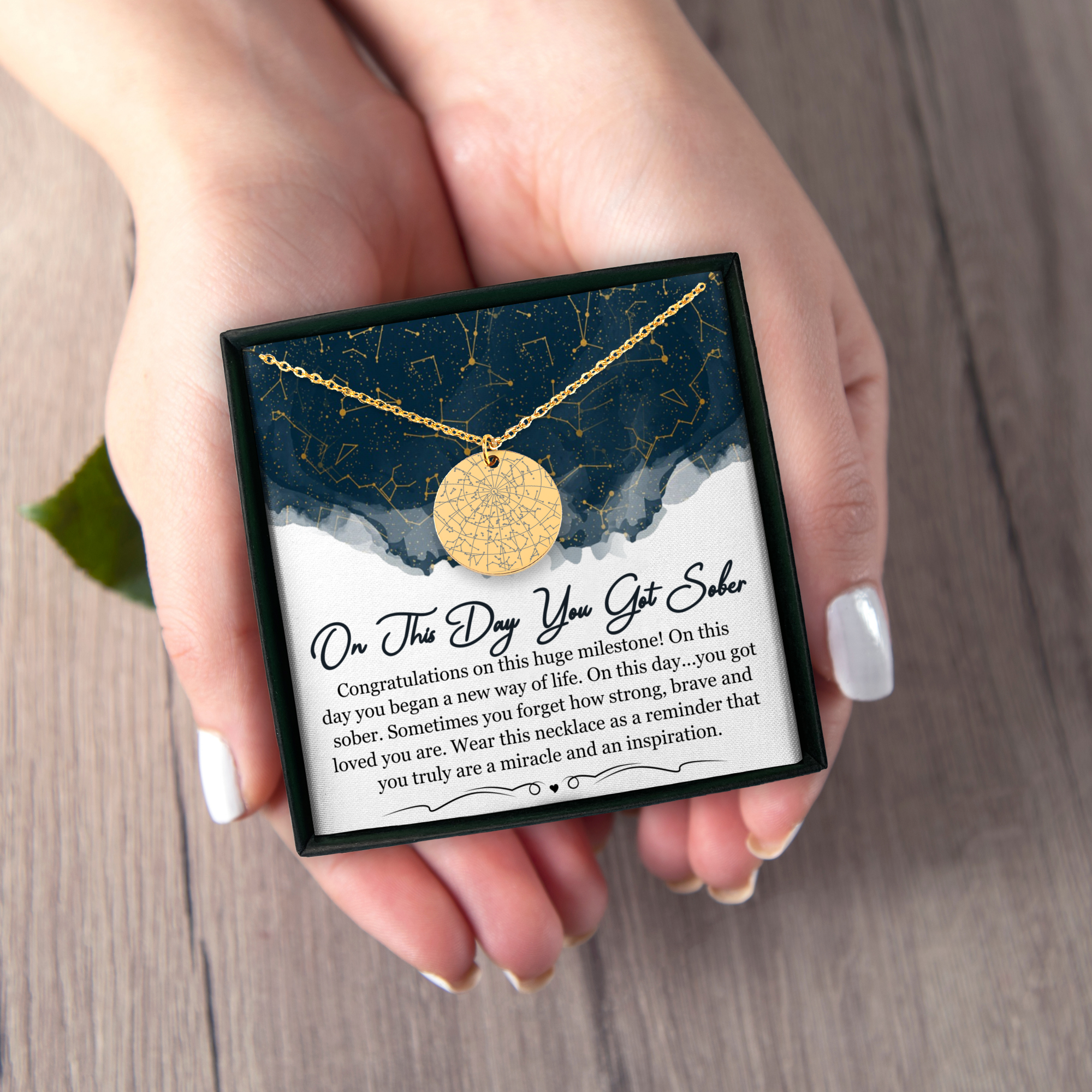 Sober Anniversary Custom Star Map Necklace