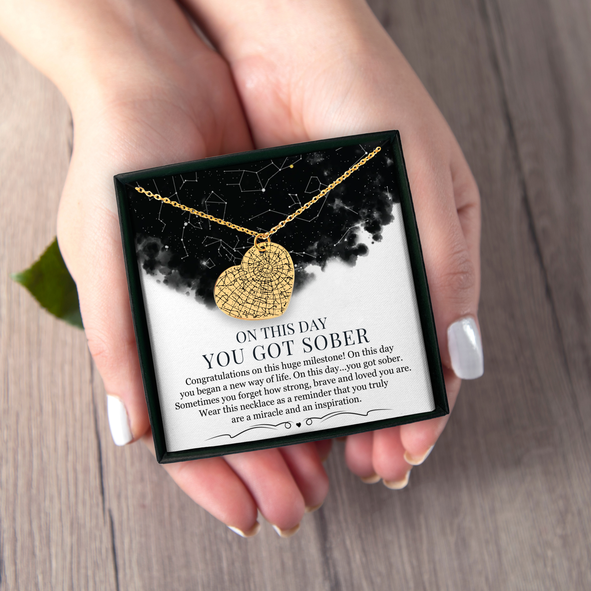 Sober Date Star Map By Date Heart Necklace