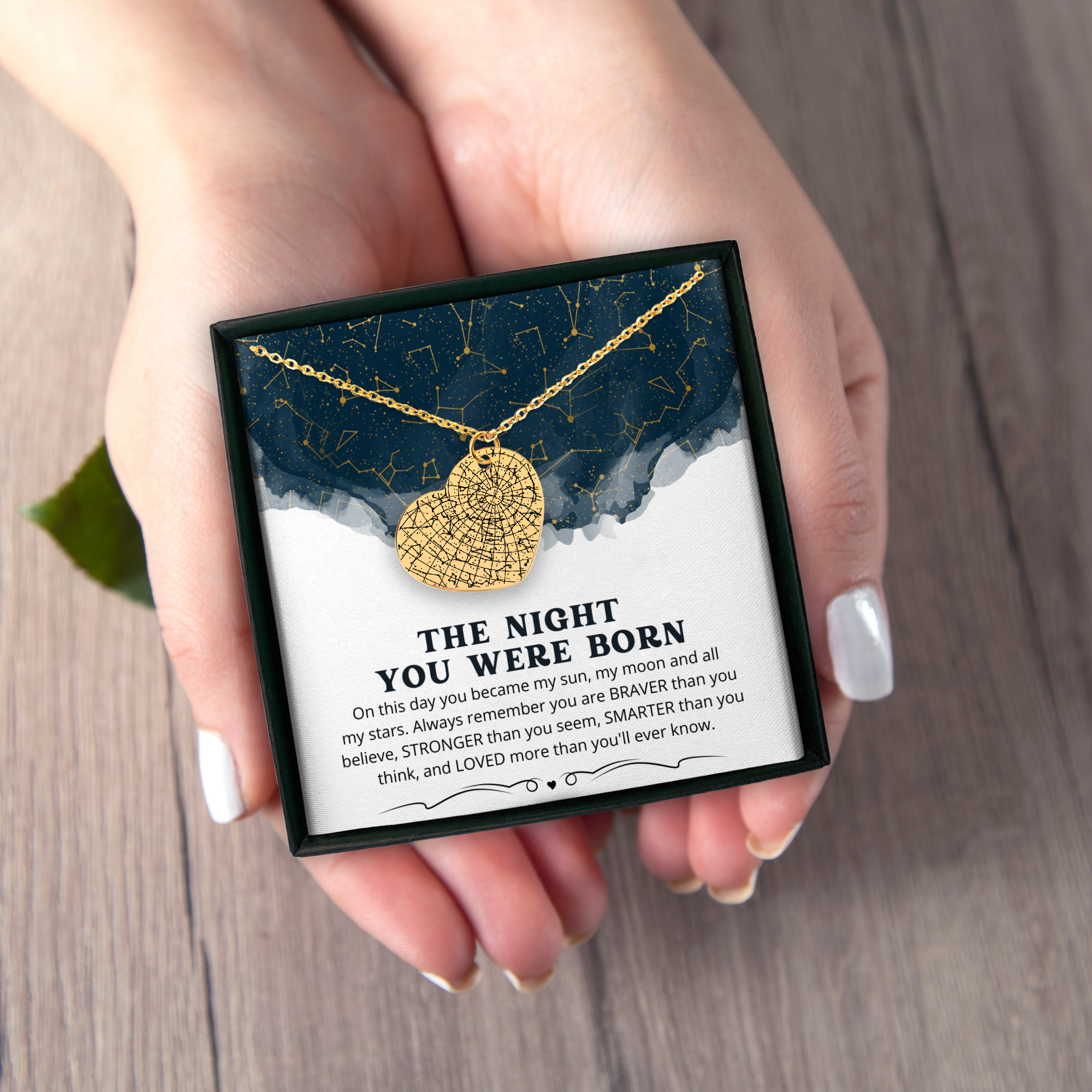 Personalized Birthday Star Map Heart Necklace