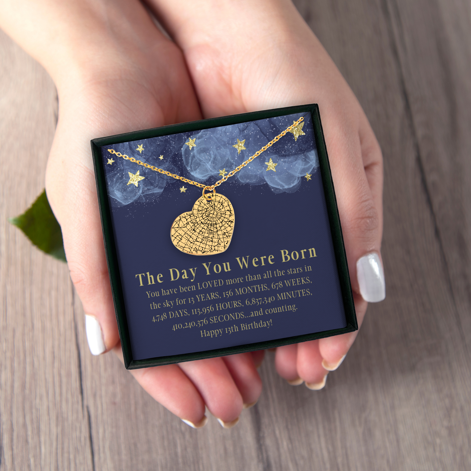 13th Birthday Personalized Gift Night You Were Born Star Map By Date Heart Necklace