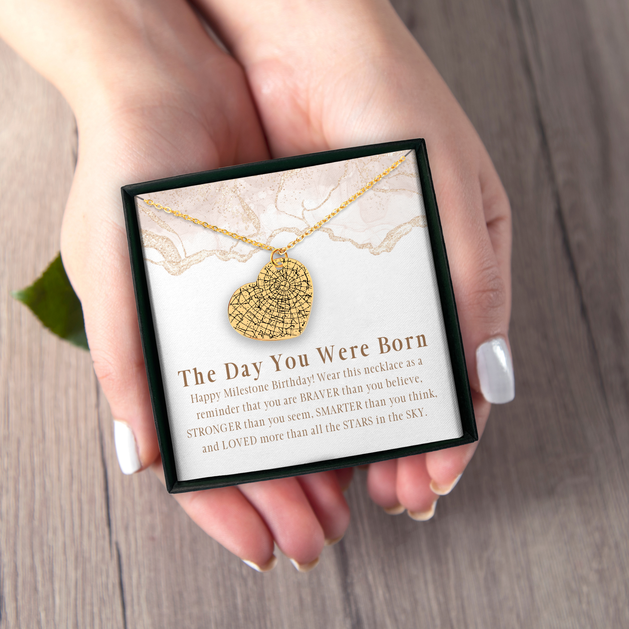 Personalized Birthday Gift Star Map By Date Heart Necklace