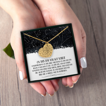 Sobriety Anniversary Star Map By Date Heart Necklace