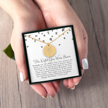 Personalized Night You Born Birthday Gift For Best Friend | Custom Star Map Necklace