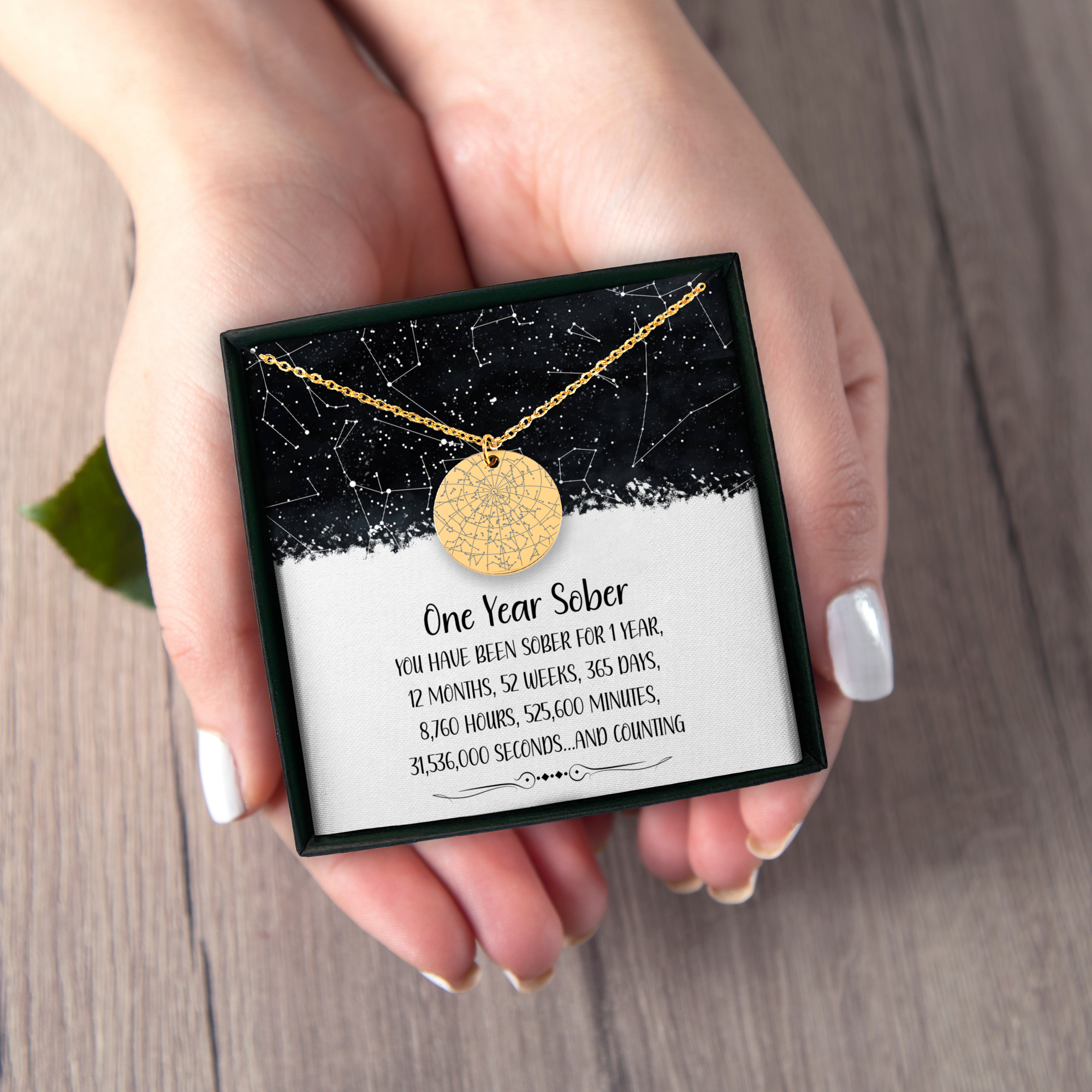 One Year Sober Custom Star Map by Date Necklace