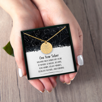 One Year Sober Custom Star Map by Date Necklace
