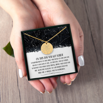 Sobriety Gift for Women Custom Star Map by Date Necklace