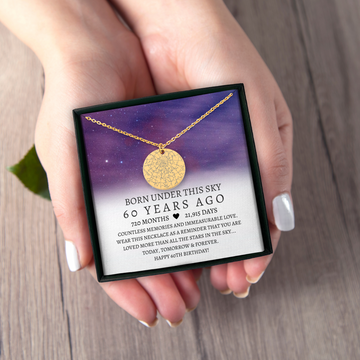 60th Birthday Gift for Her Custom Star Map By Date Necklace