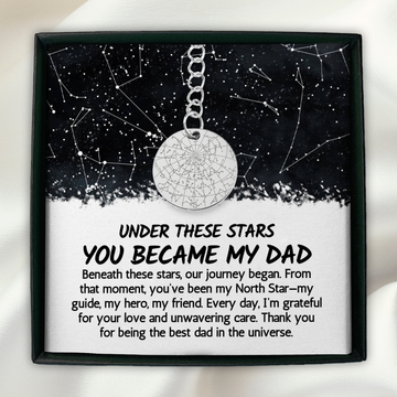 Personalized The Night You Became My Dad Keychain, Fathers Day Gift From Daughter Son Custom Star Map By Date Father's Day Gift