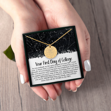 First Day Of College Gift for Her Custom Star Map By Date Necklace University Good Luck Gift Good Luck Student Moving Away Gift