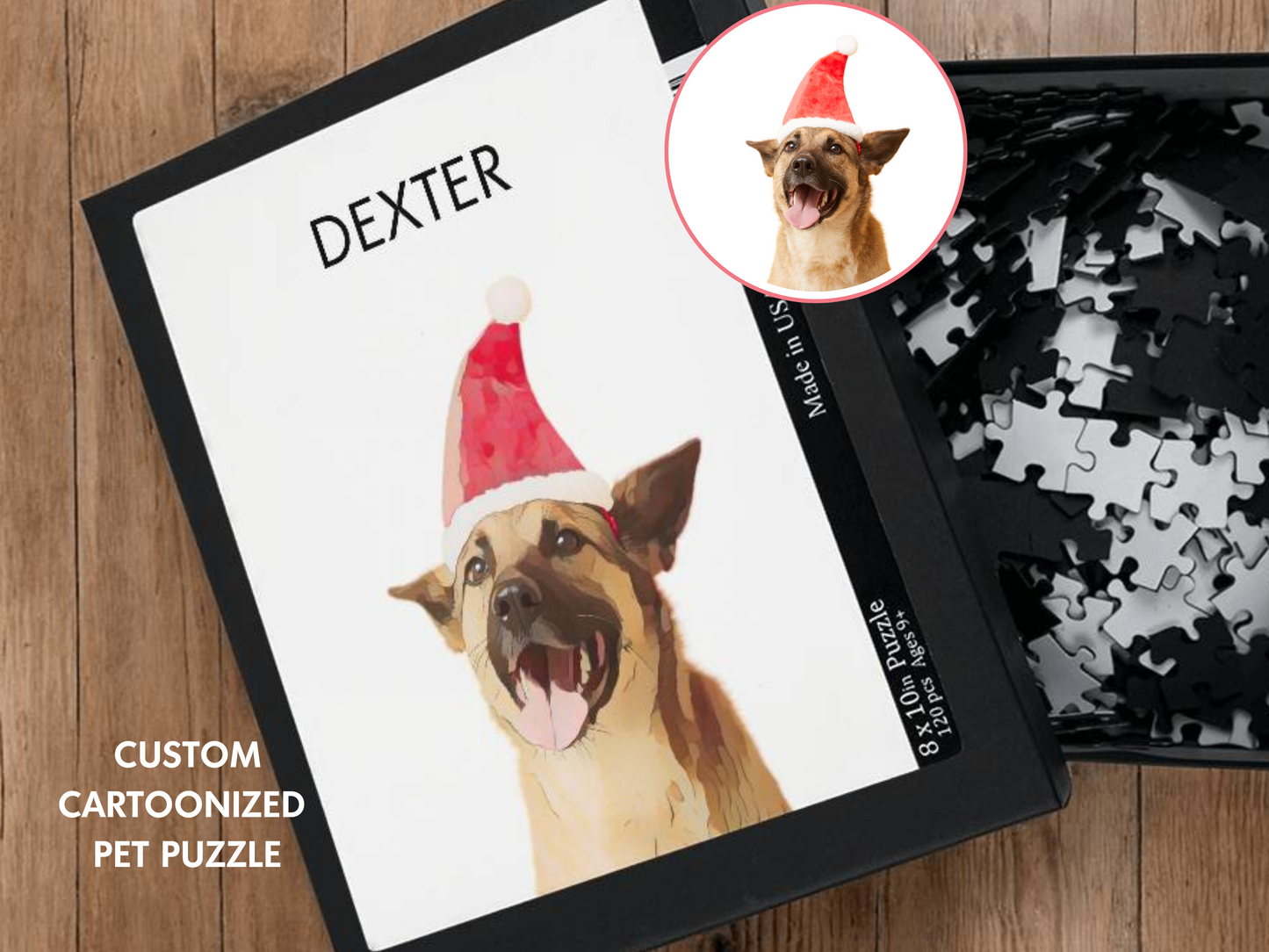 Pet Illustration Personalized Puzzle  Christmas Gift for Dog Lover | Cat Portrait Dog Owner Christmas Gift