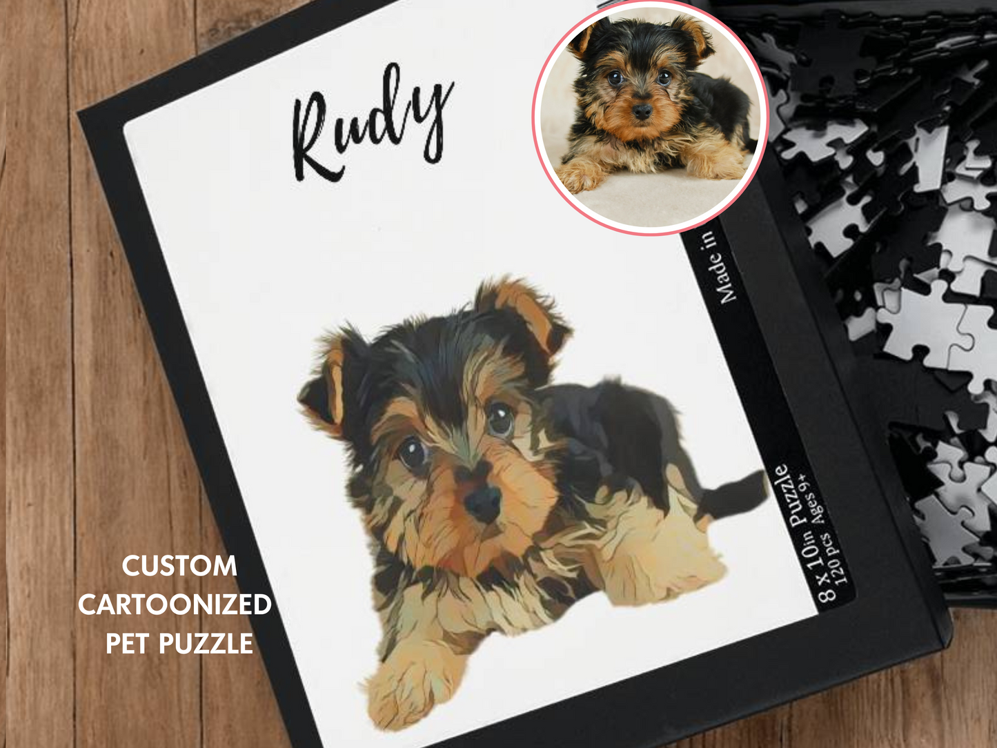 Cartoon Pet Portrait From Photo Custom Puzzle | Dog Cartoon Portrait Cat  Personalized Pet Lover Gift, Pet Memorial Gift