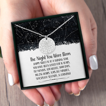 16th Birthday The Night You Were Born Custom Star Map Necklace