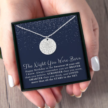 16th Birthday Star map By Date Necklace