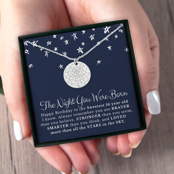 Sweet Sixteen Birthday Star Map Custom Star Map By Date Necklace