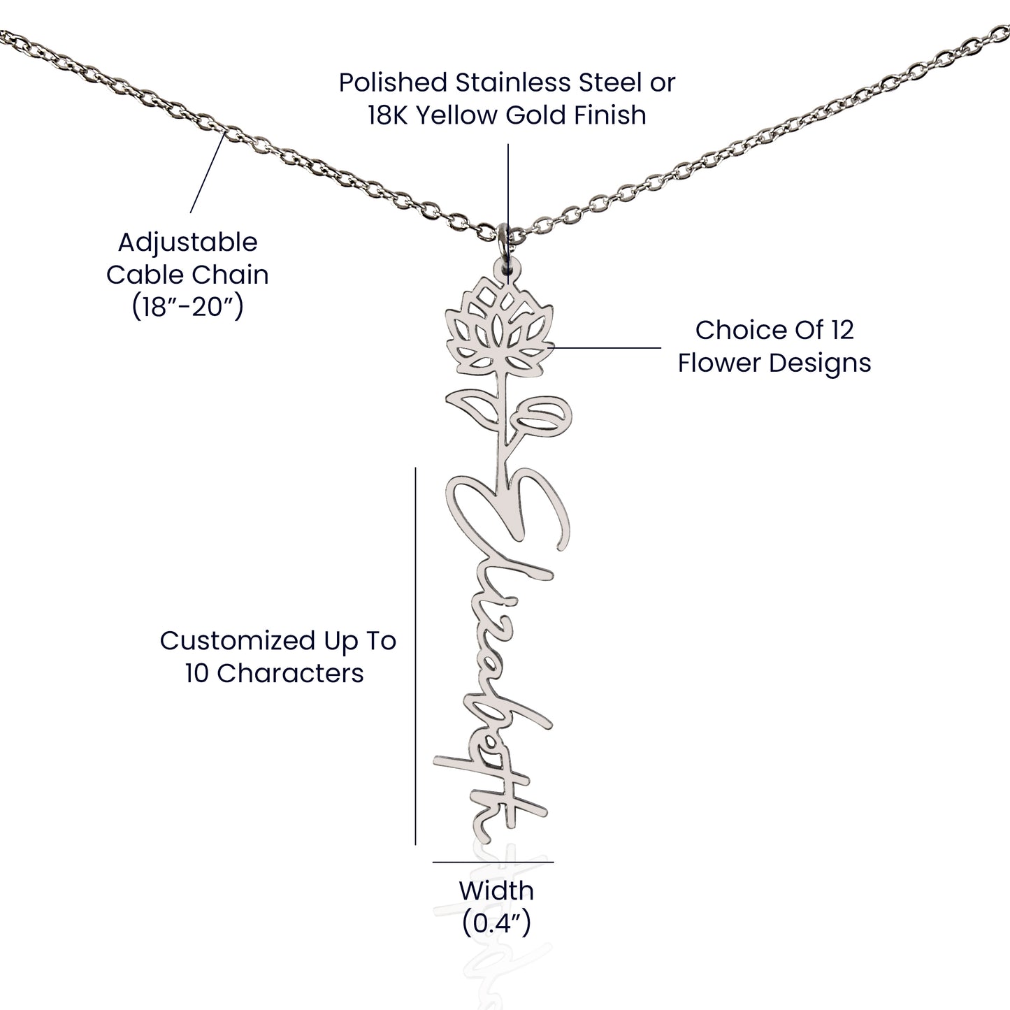 Best Friend Gift Birth Flower Name Necklace Jewelry, Long Distance, Quotes, Friends Forever