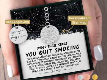 Quit Smoking Gift Ideas Custom Star Map By Date Keychain