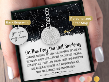 Quitting Smoking Congratulation Gifts  Custom Star Map By Date Keychain