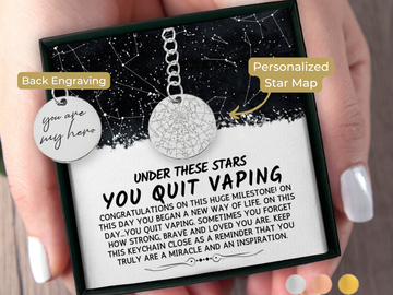 Quit Vaping Gift Custom Star Map By Date Keychain