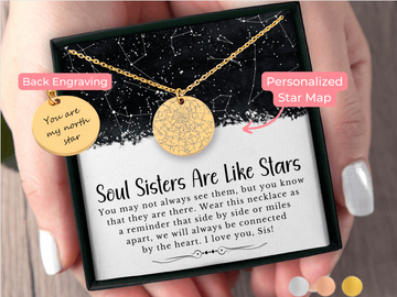 Gift for Soul Sister Custom Star Map By Date Necklace