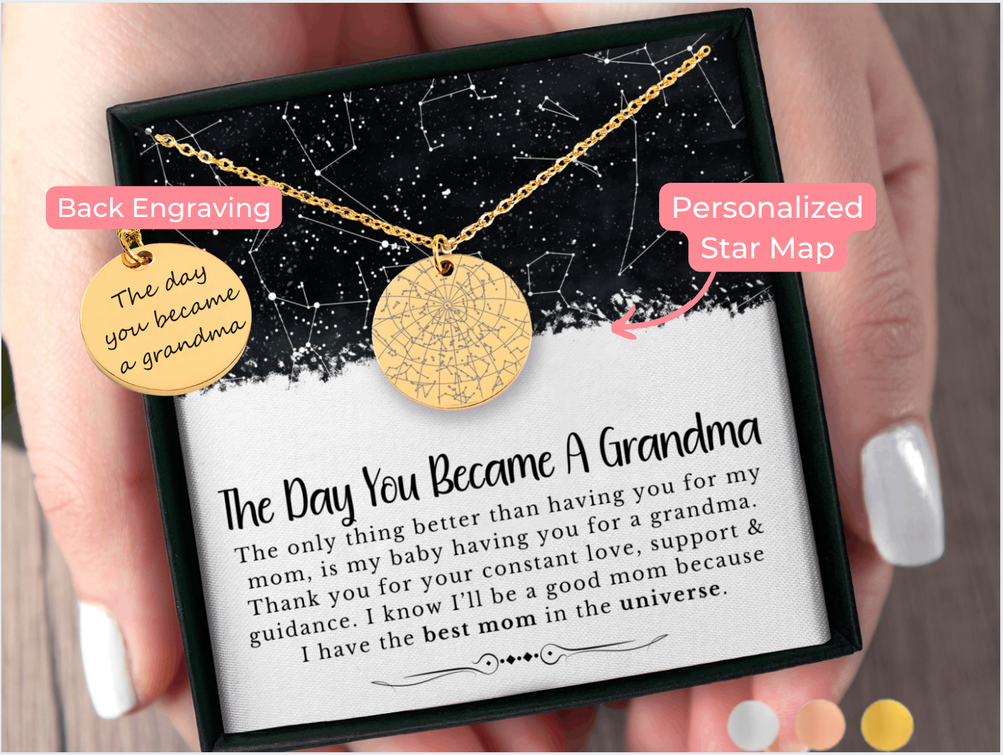 Grandma Gift Custom Star Map Necklace, Gift for Mom from Daughter