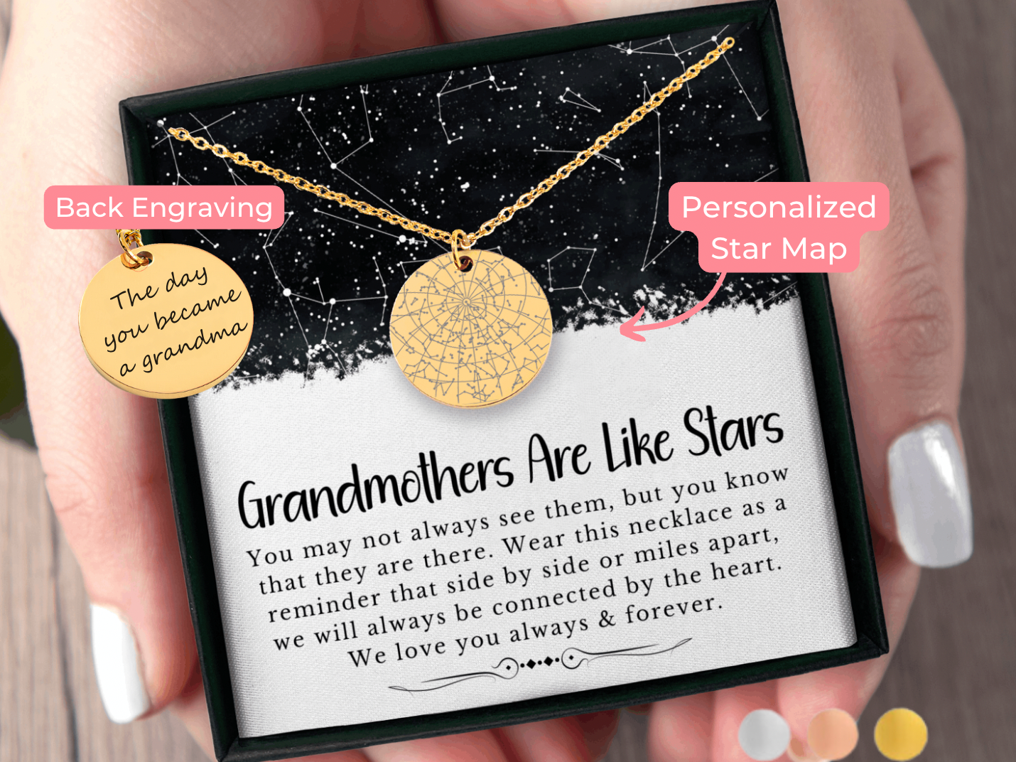 Gift for Grandma Custom Star Map By Date Necklace, Mother's Day Gift for Grandma, Nana, Gigi