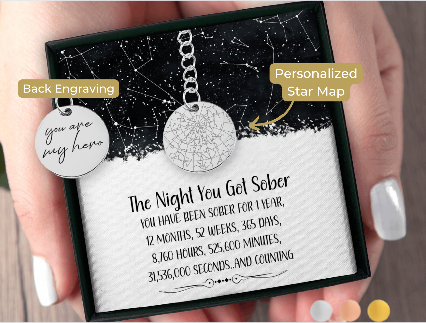 One Year Sober Soberversary Custom Star Map By Date Keychain