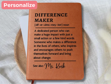 Difference Maker Definition Gift Customized Notebook, Thank You Gift for Him or Her Personalized Journal