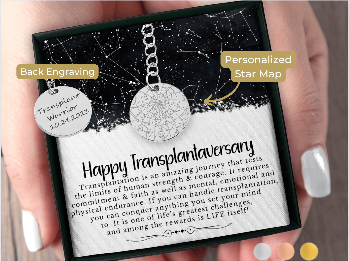Transplant Anniversary Gift Custom Star Map By Date Keychain