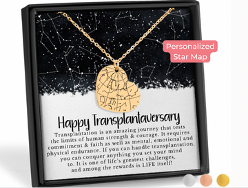 Transplant Anniversary Gift Custom Star Map By Date Heart Necklace