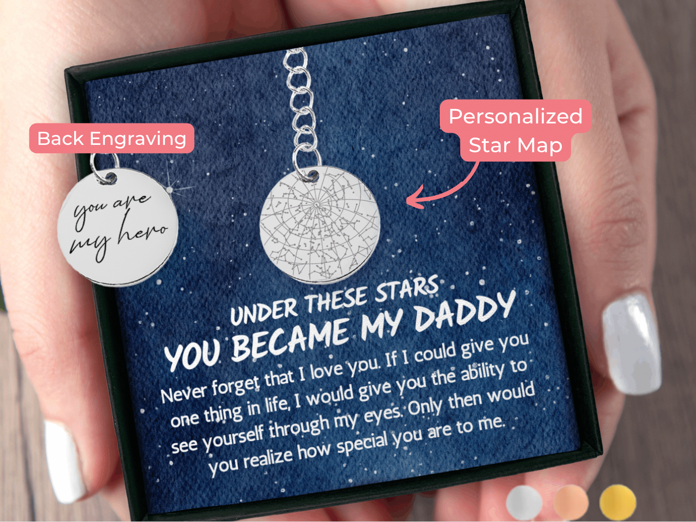 Father's Day Gift for New Dad from Baby Custom Star Map By Date Keychain, Custom Daddy Keyring