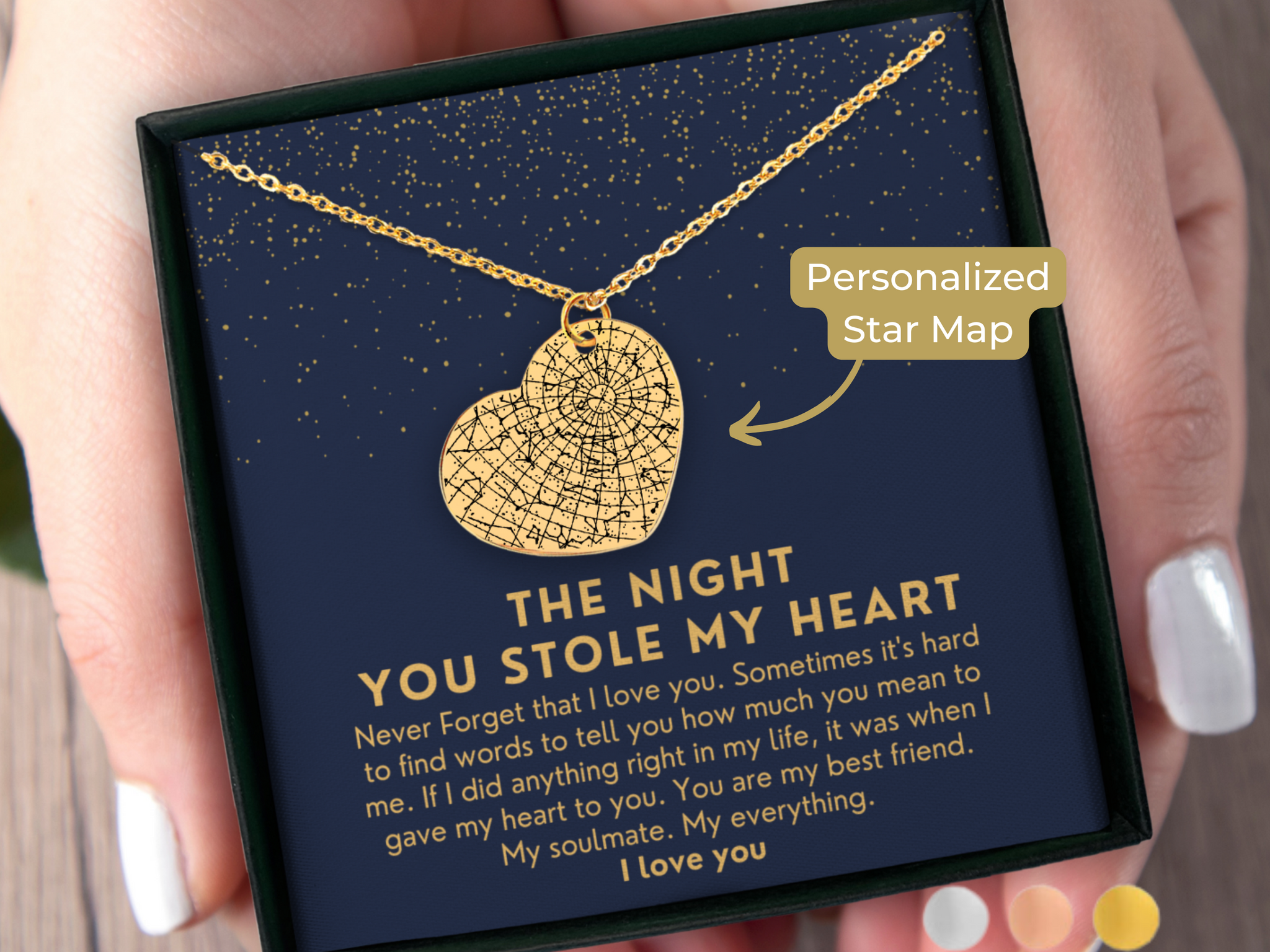 Gift for Girlfriend Star Map Heart By Date Necklace