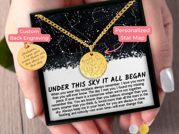 Custom Star Map By Date Boyfriend Cuban Chain Necklace, Promise Necklace For Boyfriend, Husband Valentines Day, 1 year anniversary gift