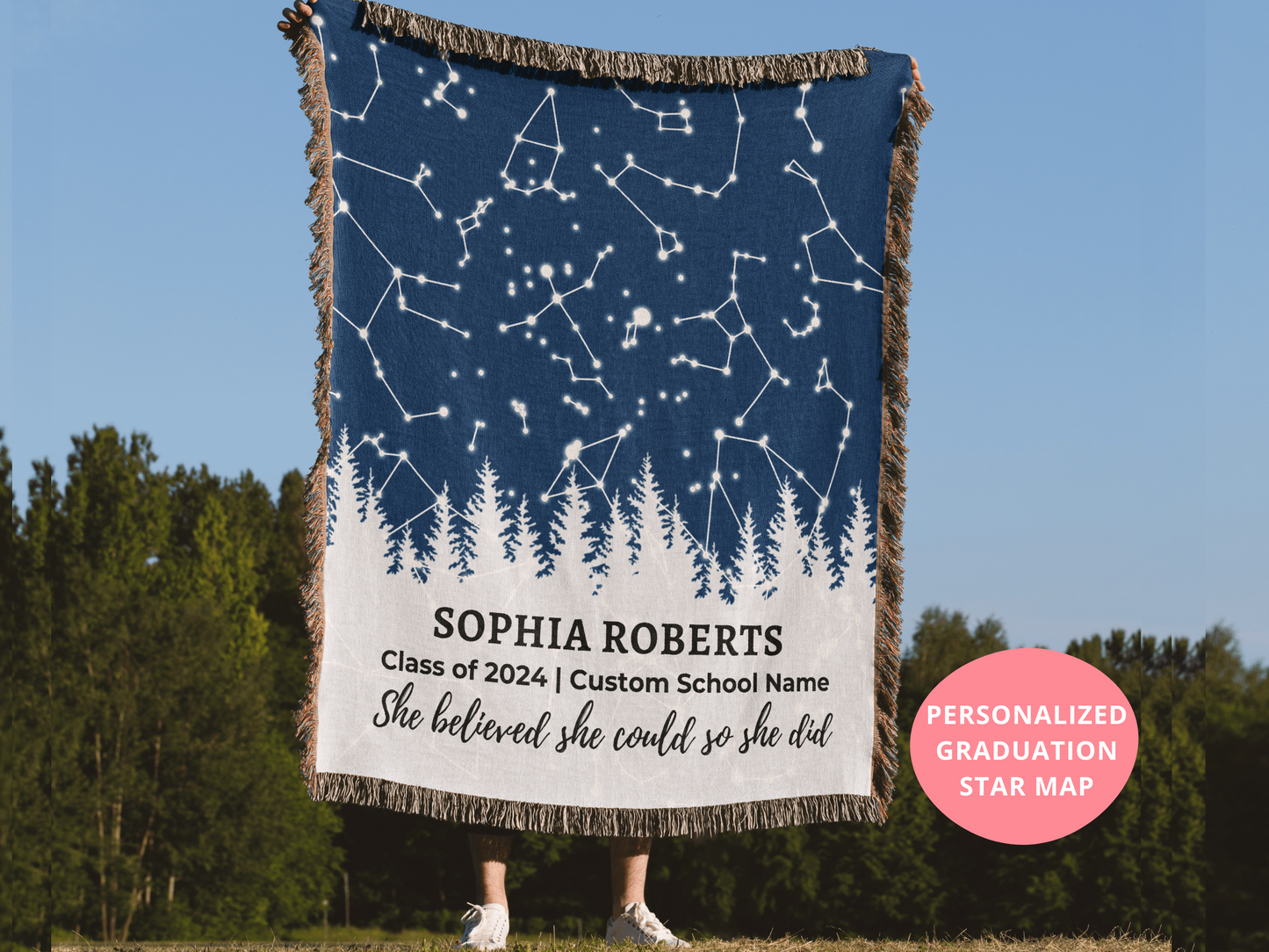 Personalized Graduation Gift for Her Woven Blanket